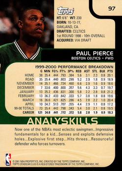 2000-01 Stadium Club #97 Paul Pierce Back