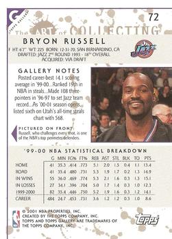 2000-01 Topps Gallery #72 Bryon Russell Back