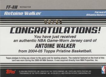 2004-05 Topps Pristine - Fantasy Favorites Refractors #FF-AW Antoine Walker Back