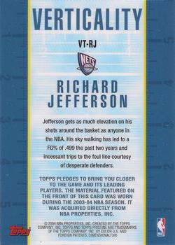 2004-05 Topps Pristine - Verticality #VT-RJ Richard Jefferson Back