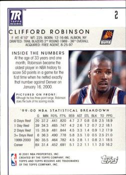 2000-01 Topps Reserve #2 Clifford Robinson Back