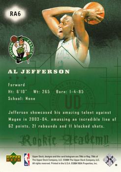 2004-05 Upper Deck - Rookie Academy #RA6 Al Jefferson Back