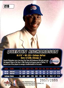 2000-01 Ultra #219 Quentin Richardson Back