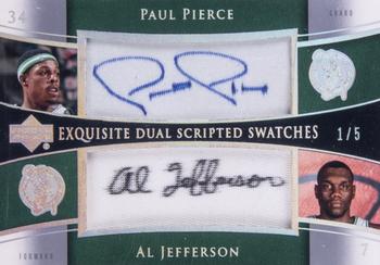 2004-05 Upper Deck Exquisite Collection - Dual Scripted Swatches #SS2-PJ Paul Pierce / Al Jefferson Front