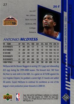 2000-01 Upper Deck Encore #27 Antonio McDyess Back