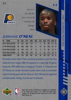 2000-01 Upper Deck Encore #51 Jermaine O'Neal Back