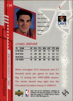 2000-01 Upper Deck Encore #138 Chris Mihm Back