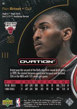 2000-01 Upper Deck Ovation #8 Ron Artest Back