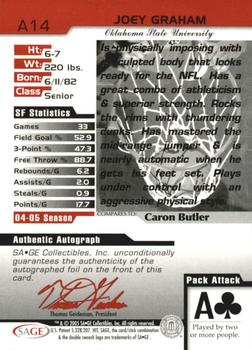 2005 SAGE HIT - Autographs #A14 Joey Graham Back