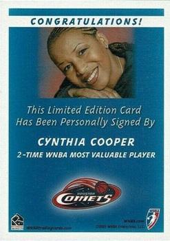 2005 Rittenhouse WNBA - Autographs #NNO Cynthia Cooper Back