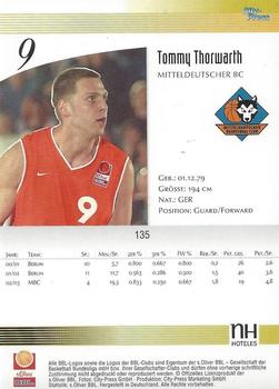 2003 City-Press BBL Playercards #135 Tommy Thorwarth Back