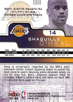 2001-02 Fleer Force #14 Shaquille O'Neal Back