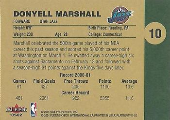 2001-02 Fleer Platinum #10 Donyell Marshall Back