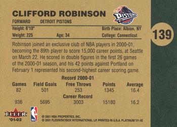 2001-02 Fleer Platinum #139 Clifford Robinson Back