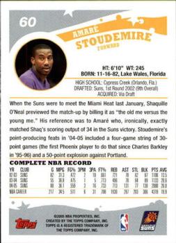 2005-06 Topps 1st Edition #60 Amare Stoudemire Back