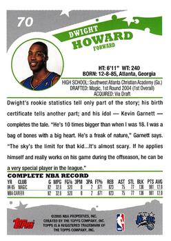 2005-06 Topps 1st Edition #70 Dwight Howard Back