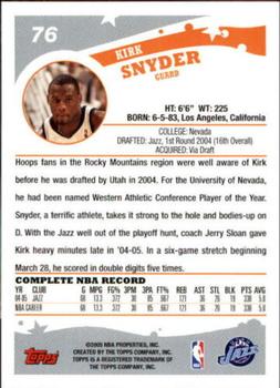 2005-06 Topps 1st Edition #76 Kirk Snyder Back