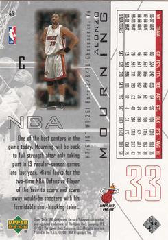 2001-02 SPx #45 Alonzo Mourning Back