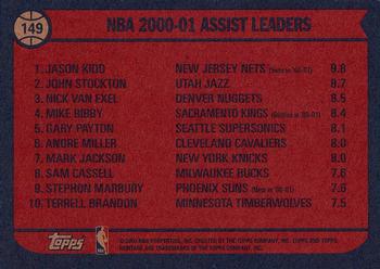 2001-02 Topps Heritage #149 2000-01 NBA Assists Leaders Back