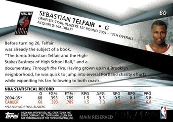 2005-06 Topps Luxury Box - Main Reserved #60 Sebastian Telfair Back