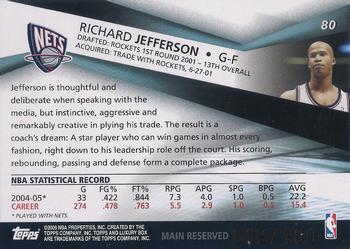 2005-06 Topps Luxury Box - Main Reserved #80 Richard Jefferson Back
