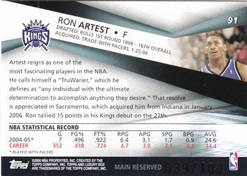 2005-06 Topps Luxury Box - Main Reserved #91 Ron Artest Back