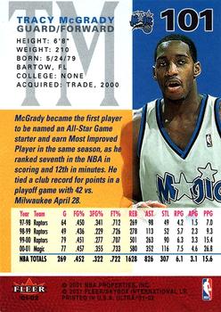 2001-02 Ultra #101 Tracy McGrady Back