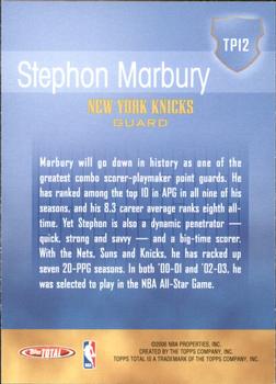2005-06 Topps Total - Total Performance #TP12 Stephon Marbury Back
