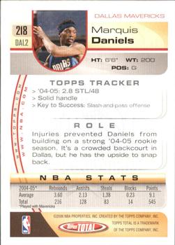 2005-06 Topps Total - Silver #218 Marquis Daniels Back