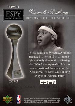2005-06 Upper Deck ESPN - ESPY Award Winners #ESPY-CA Carmelo Anthony Back