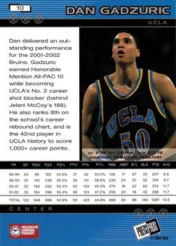 2002 Press Pass #10 Dan Gadzuric Back