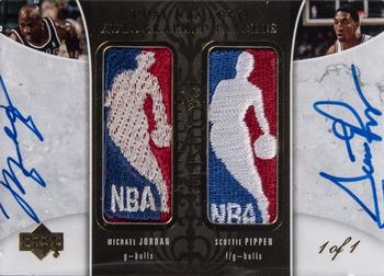 2005-06 Upper Deck Exquisite Collection - Logoman Autographs Dual #DLA-JP Michael Jordan / Scottie Pippen Front