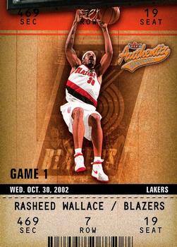 2002-03 Fleer Authentix #13 Rasheed Wallace Front