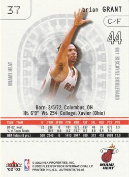 2002-03 Fleer Authentix #37 Brian Grant Back