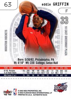 2002-03 Fleer Authentix #63 Eddie Griffin Back