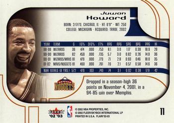 2002-03 Flair #11 Juwan Howard Back