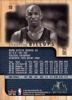 2002-03 Fleer Genuine #10 Chauncey Billups Back