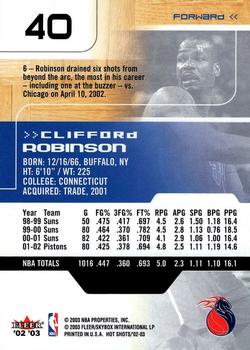 2002-03 Fleer Hot Shots #40 Clifford Robinson Back