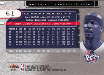 2002-03 Hoops Hot Prospects #61 Clifford Robinson Back