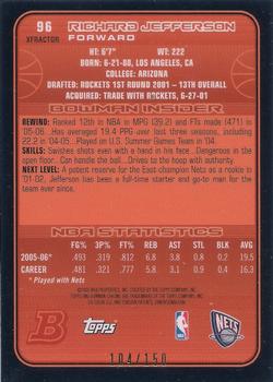 2006-07 Bowman Chrome - X-Fractors #96 Richard Jefferson Back