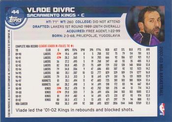 2002-03 Topps #44 Vlade Divac Back