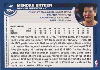 2002-03 Topps #140 Mengke Bateer Back