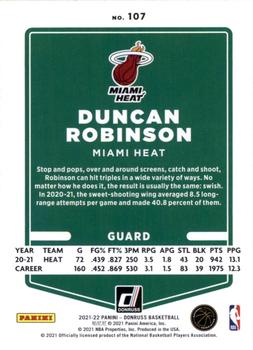 2021-22 Donruss - Holo Green and Yellow Laser #107 Duncan Robinson Back