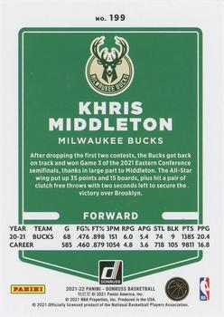 2021-22 Donruss - Holo Green and Yellow Laser #199 Khris Middleton Back