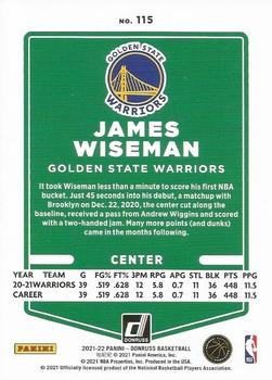 2021-22 Donruss - Holo Orange Laser #115 James Wiseman Back