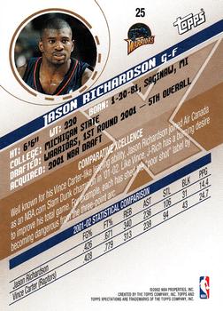 2002-03 Topps Xpectations #25 Jason Richardson Back