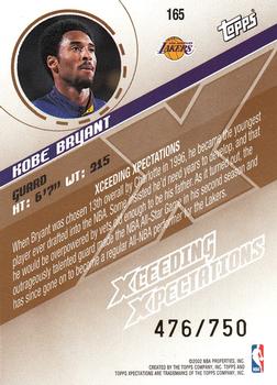 2002-03 Topps Xpectations #165 Kobe Bryant Back