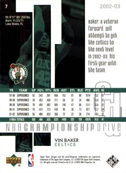 2002-03 Upper Deck Championship Drive #7 Vin Baker Back