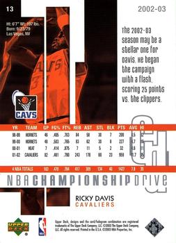 2002-03 Upper Deck Championship Drive #13 Ricky Davis Back
