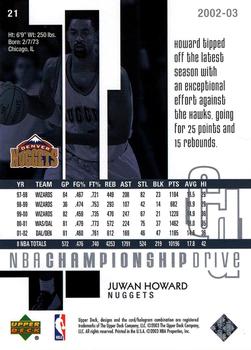 2002-03 Upper Deck Championship Drive #21 Juwan Howard Back
